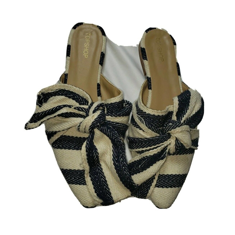 TOPSHOP Adele‎ Bow Mules Sandals Flats Slip-Ons